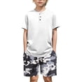 thumbnail image 1 of Arshiner Boys Summer Clothing Sets 3-button Short Sleeve Tee and Shorts Casual Outfits, 1 of 7