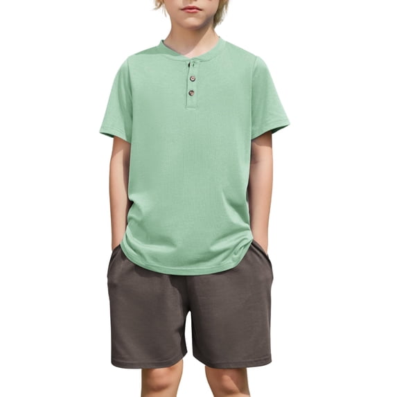 Arshiner Boys Summer Clothing Sets 3-button Short Sleeve Tee and Shorts Casual Outfits