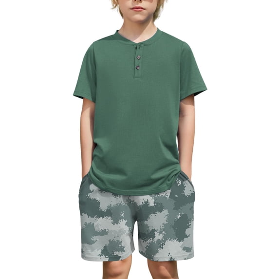 Arshiner Boys Summer Clothing Sets 3-button Short Sleeve Tee and Shorts Casual Outfits