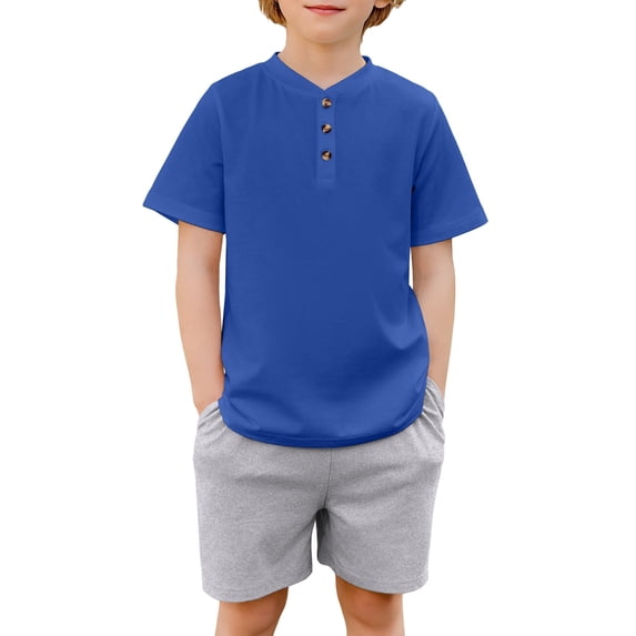 Arshiner Boys Summer Clothing Sets 3-button Short Sleeve Tee and Shorts Casual Outfits