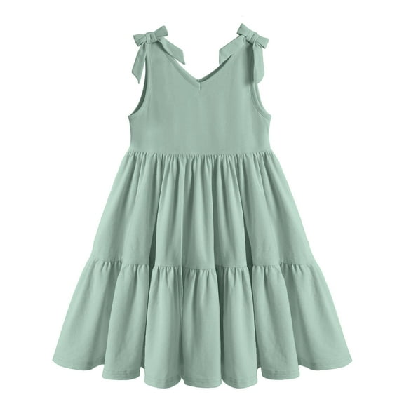 Arshiner Dresses for Girls Toddler Elastic Waist Loose Dress Summer Tiered Flowy Midi Dress