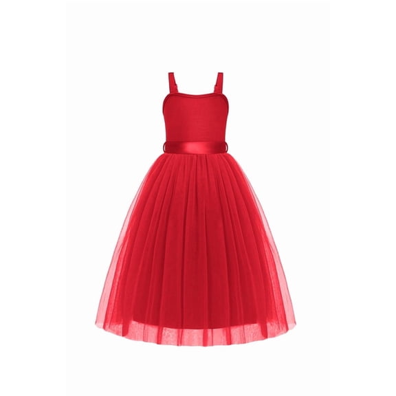 Arshiner Flower Girls Dresses Sleeveless Formal Wedding Princess Dress | Maxi-Length Tulle, Junior Bridesmaid Dress for Girl, Embroidered Birthday Party Dress Ball Gown