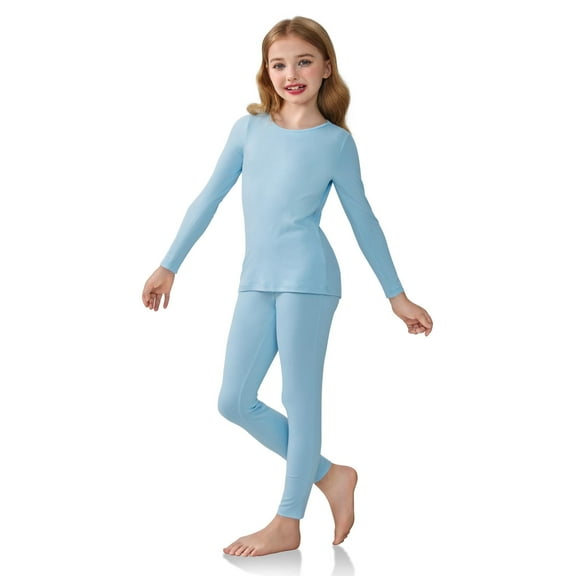 Arshiner Girl Clothes 2 Piece Outfits Slim Long Sleeve Shirt and Leggings Sets Thermal Underwear Brown Leopard 7-8 Years