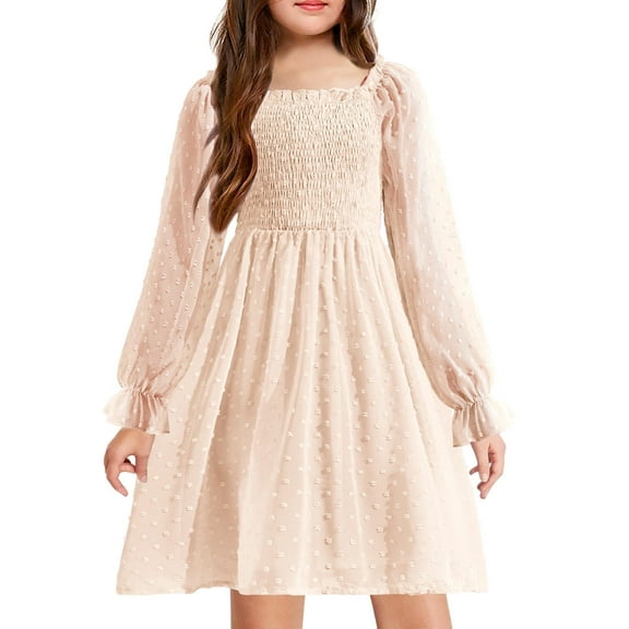 Arshiner Girl Tulle Dress Winter Long Sleeve Teen Girls Party Casual Dresses