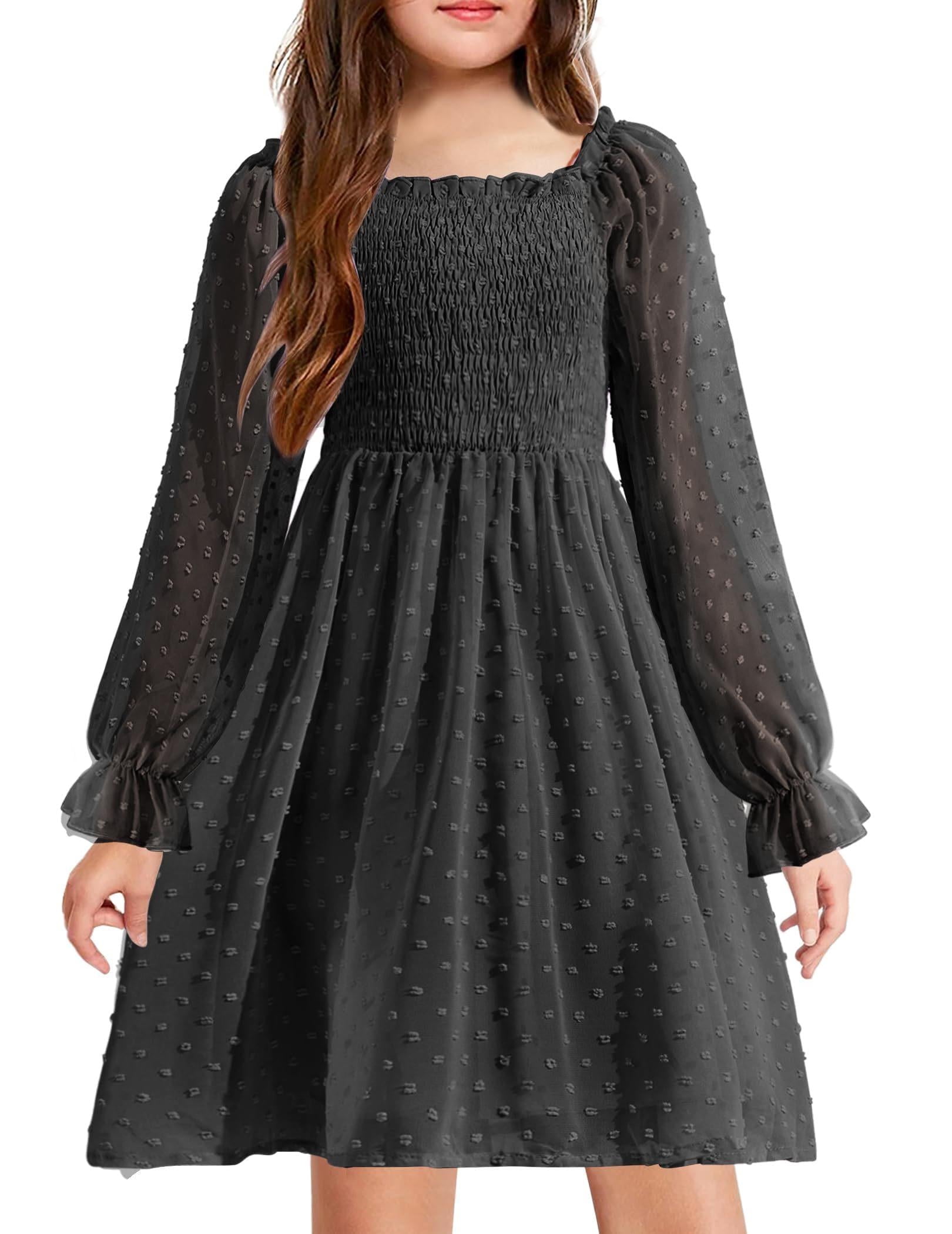 Arshiner Girl Tulle Dress Winter Long Sleeve Teen Girls Party Casual ...