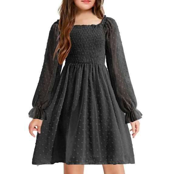 Arshiner Girl Tulle Dress Winter Long Sleeve Teen Girls Party Casual Dresses