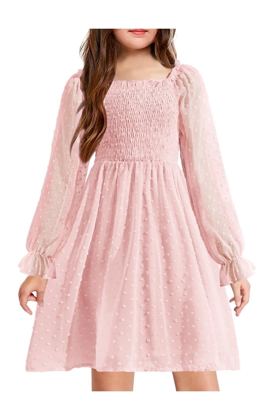 Girl Tulle Dress Winter Long Sleeve Teen Girls Party Casual Dresses