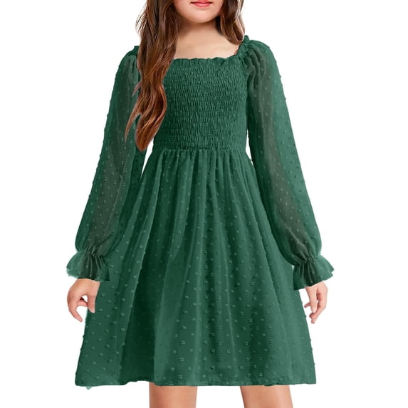 Arshiner Girl Tulle Dress Winter Long Sleeve Teen Girls Party Casual Dresses