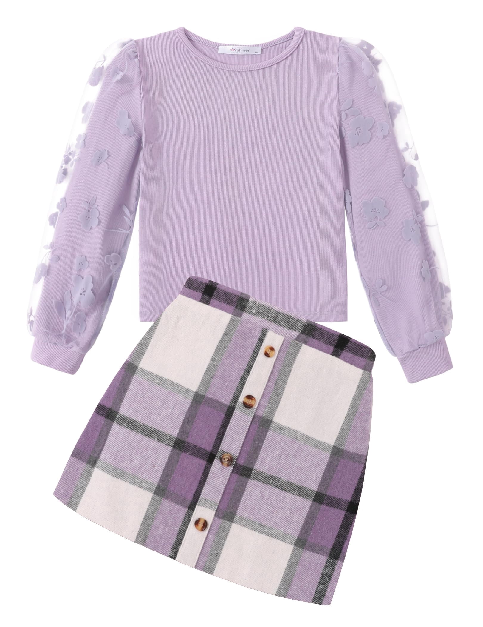 Arshiner Girl's Skirt Sets Casual Fall Outfits Corduroy Skirt and Long ...