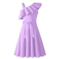thumbnail image 1 of Arshiner Girls Dress One Shoulder Formal Ruffle Trim Birthday Party Dresses with Belted Pockets, 1 of 6