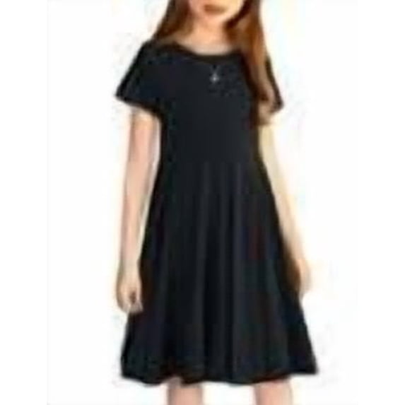 Arshiner Girl's Summer Dresses Short Sleeve Casual Holiday Skater Twirl Dress with Pockets