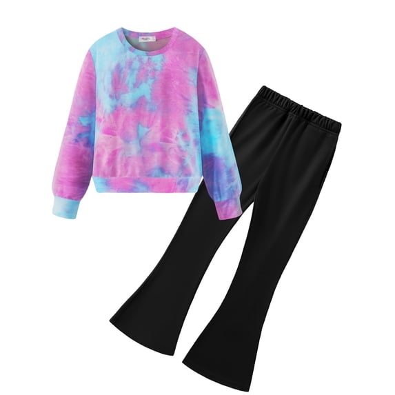 Arshiner Girls 2 Piece Clothes Long Sleeve Sweatshirt & Flared Pants Fall Clothing Set