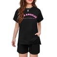 thumbnail image 1 of Arshiner Girls 2 Piece Outfit Summer Short Sleeve Loose Fit T-Shirt and Shorts Set Casual Activewear High-Low Hem Sweatshirt, 1 of 6