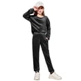 thumbnail image 1 of Arshiner Girls 2 Piece Velour Outfit Athletic Sweatsuits Set Kids Sweatshirts & Sweatpants Tracksuits Set, 1 of 7