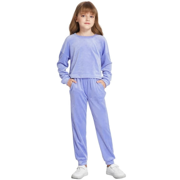 Arshiner Girls 2 Piece Outfit Sweatsuits Set Kids Velour Sweatshirts & Sweatpants Tracksuits Set for Girls