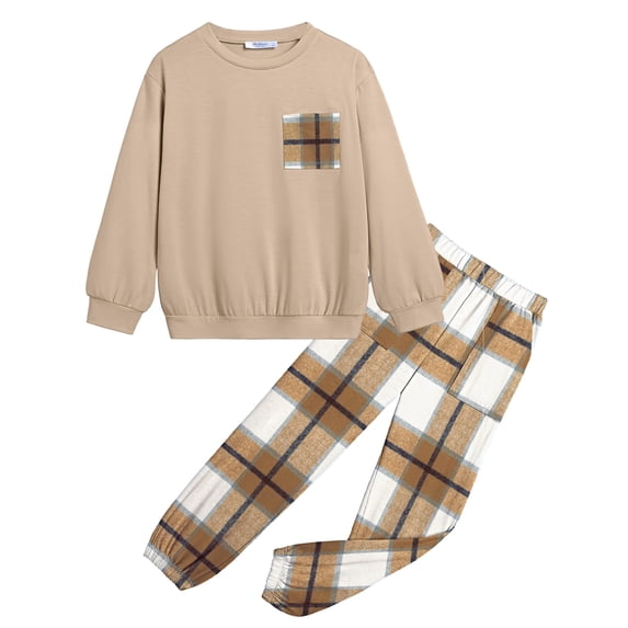 Arshiner Girls 2 Piece Outfits Casual Clothing Sets Long Sleeve Pullover Sweatshirts and Sweatpants with Pockets