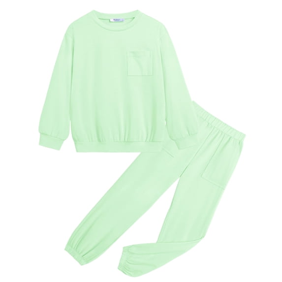 Arshiner Girls 2 Piece Outfits Casual Clothing Sets Long Sleeve Pullover Sweatshirts and Sweatpants with Pockets