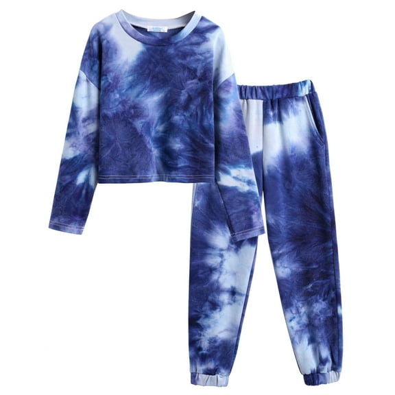 Arshiner Girls 2 Piece Outfits Kids Tie Dye Sweatsuits Set Long Sleeve Shirt and Pants Set