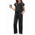 thumbnail image 1 of Arshiner Girls 2 Piece Outfits Summer Clothes Short Sleeve Crewneck Tops Wide Leg Pants Trendy Clothing Sets, 1 of 6