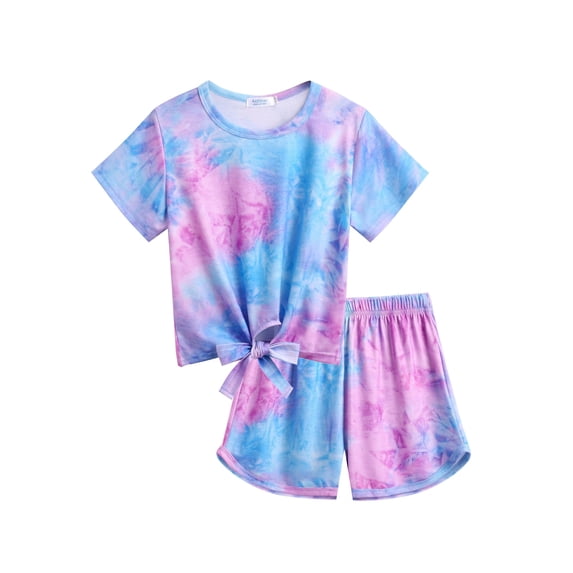 Arshiner Girls 2 Piece Outfits Summer Clothes Short Sleeve Tops and Paperbag Waist Shorts Set Cute Outfits