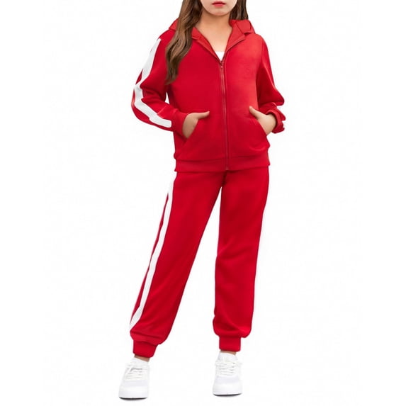 Arshiner Girls 2 Piece Outfits Sweatsuits Zip Up Hoodie Sweatshirt and Sweatpant Athletic Tracksuit Jogger Set