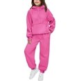 thumbnail image 1 of Arshiner Girls 2 Piece Outfits Matching Sets Half Zip Sweatshirts Sweatsuit Jogger Set with Pocket, 1 of 9