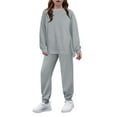 thumbnail image 1 of Arshiner Girls 2 Piece Outfits Tracksuits Casual Crewneck Sweatshirts Side Zipper Pullover and High Waisted Sweatpants Set, 1 of 6