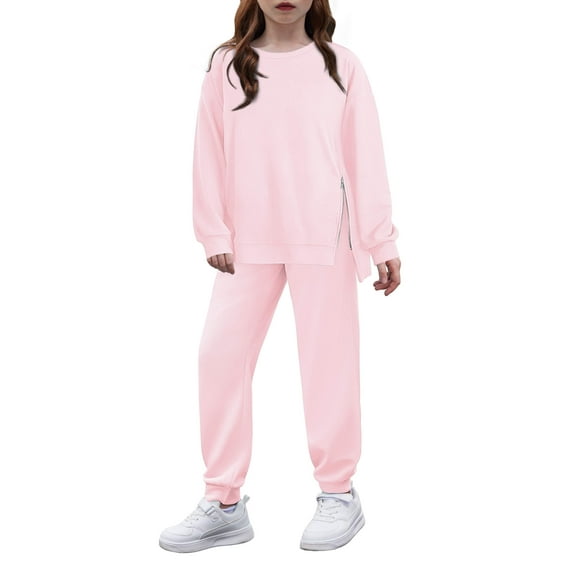 Arshiner Girls 2 Piece Tracksuit Set Long Sleeve Grid Pullover Top with Jogger Pants Kids Outfits