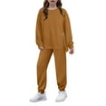 thumbnail image 1 of Arshiner Girls 2 Piece Outfits Tracksuits Casual Crewneck Sweatshirts Side Zipper Pullover and High Waisted Sweatpants Set, 1 of 6