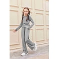thumbnail image 1 of Arshiner Girls 2 Piece Set Fall Outfits Lounge Sets Ruched Long Sleeve Top Wide Leg Pants Sweatsuit Clothing Set, 1 of 6