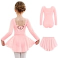 thumbnail image 1 of Arshiner Girls Ballet Leotards with Chiffon Dance Skirt Long Sleeve Crisscross Back Toddler Dance Outfit Combo, 1 of 7