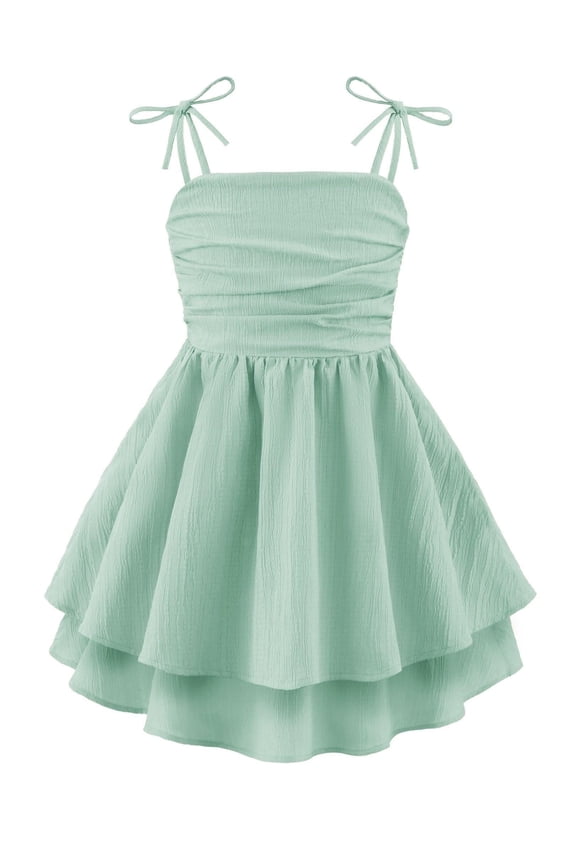 Girls Midi Dresses Spaghetti Strap Summer Easter Beach Boho Hawaiian Casual Formal Tween Girl Sundress