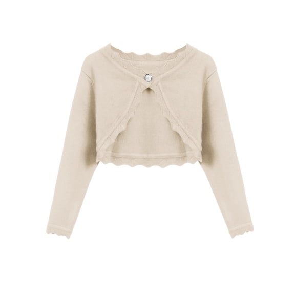 Arshiner Girls Cardigan Sweaters Shrug Crewneck Button Front Outerwear Black for 7-8 Years Beige 160