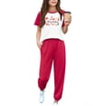 thumbnail image 1 of Arshiner Girls' Casual Sets Short Sleeve T-Shirt Top and Sweatpants with Pockets, 1 of 6