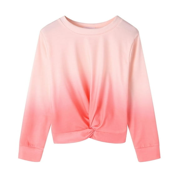 Arshiner Girls Casual Twist Front Lightweight Sweatshirt Tie Dye Printed Long Sleeve Crop Tops Pullover