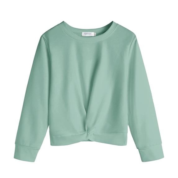 Arshiner Girls Casual Twist Front Lightweight Sweatshirt Tie Dye Printed Long Sleeve Crop Tops Pullover