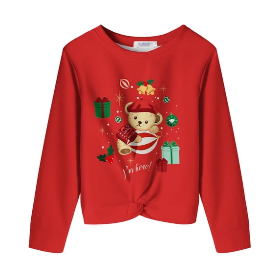 Arshiner Girls Casual Twist Front Lightweight Sweatshirt Tie Dye Printed Long Sleeve Crop Tops Pullover