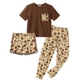thumbnail image 1 of Arshiner Girls Clothes 3 Piece Outfits Short Sleeve Shirts Long Pants and Dolphin Shorts Clothing Sets with Pockets, 1 of 6