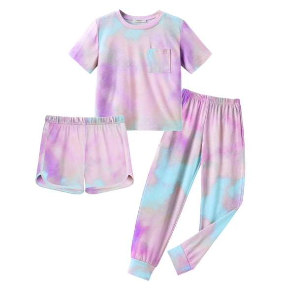 Arshiner Girls Clothes 3 Piece Outfits Short Sleeve Shirts Long Pants and Dolphin Shorts Clothing Sets with Pockets