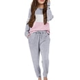 thumbnail image 1 of Arshiner Girls' Clothing Sets Sweatsuits Long Sleeve Color Block Pullover Sweatshirts and Lounge Pants with Pocket, 1 of 9