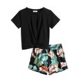 thumbnail image 1 of Arshiner Girls Clothing Sets Twist Front Top and Shorts 2 Piece Outfits Activewear Tracksuit, 1 of 6