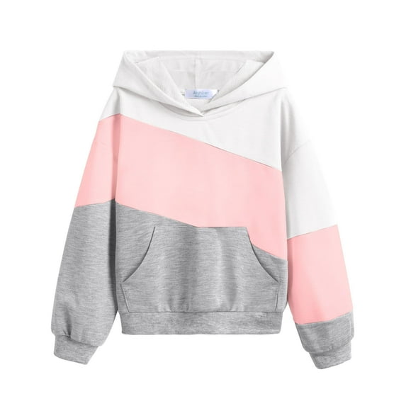 Arshiner Girls Cool Color Block Hoodies Fall Colorblock Sweatshirt with Kangaroo Ppouch Hoodies for Teen Girls Daily Wear