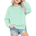 thumbnail image 1 of Arshiner Girls Crewneck Sweatshirt Long Sleeve Pullover Tops Drop Shoulder Side Split Sweatshirts, 1 of 6