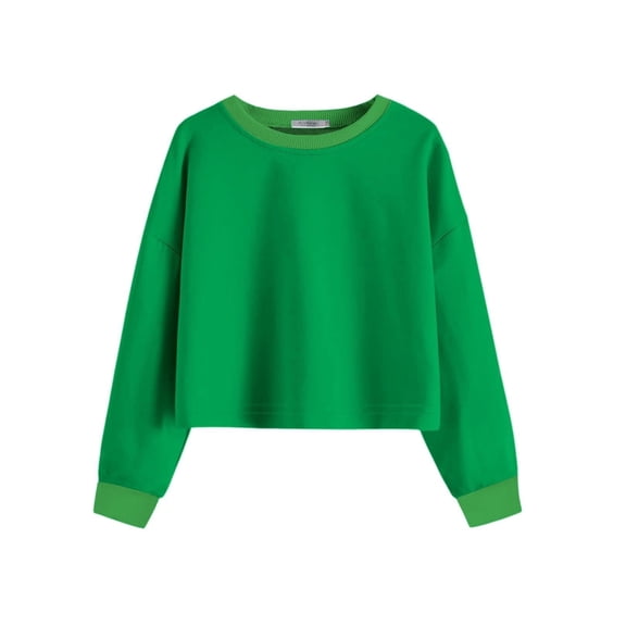 Arshiner Girls Crop Tops Kids Long Sleeve Pullover Sweatshirts Girls Cropped Crewneck Sweatshirt
