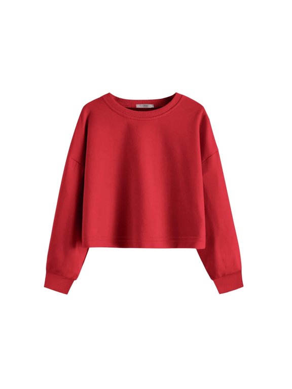 Girls Crop Tops Kids Long Sleeve Pullover Sweatshirts Girls Cropped Crewneck Sweatshirt