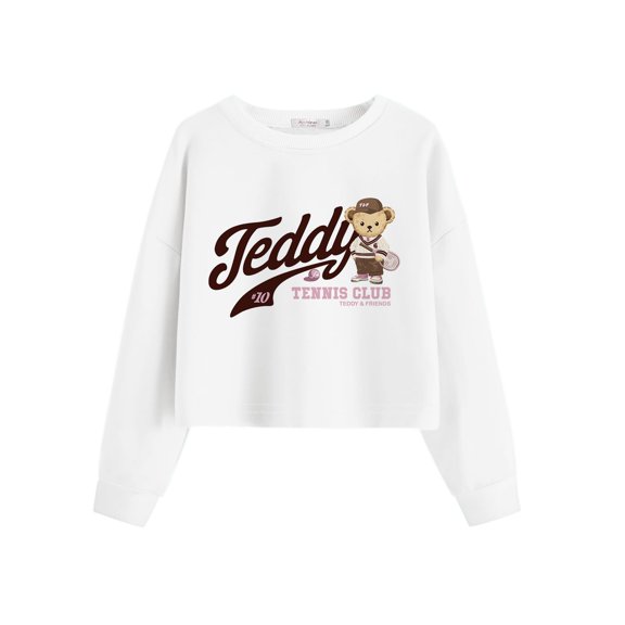 Arshiner Girls Crop Tops Kids Long Sleeve Pullover Sweatshirts Girls Cropped Crewneck Sweatshirt