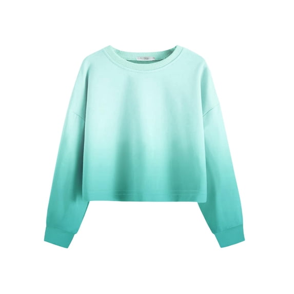 Arshiner Girls Crop Tops Kids Long Sleeve Pullover Sweatshirts Girls Cropped Crewneck Sweatshirt
