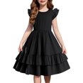 thumbnail image 1 of Arshiner Girls Dress Casual Boho Ruffle Sleeve Yellow A Line Flowy Summer Sundress with Pockets, 1 of 6