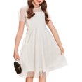 thumbnail image 1 of Arshiner Girls' Dresses Wedding Fluffy Ruffle Sleeve Crew Neck Flowy Summer Baptism Dress for Kid, 1 of 8