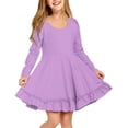 thumbnail image 1 of Arshiner Girls Dress, Long Sleeve A Line Twirly Skater Loose Casual/Party Dresses with Pocket, Summer Dresses Midi Sundress Beach Dress, 1 of 9